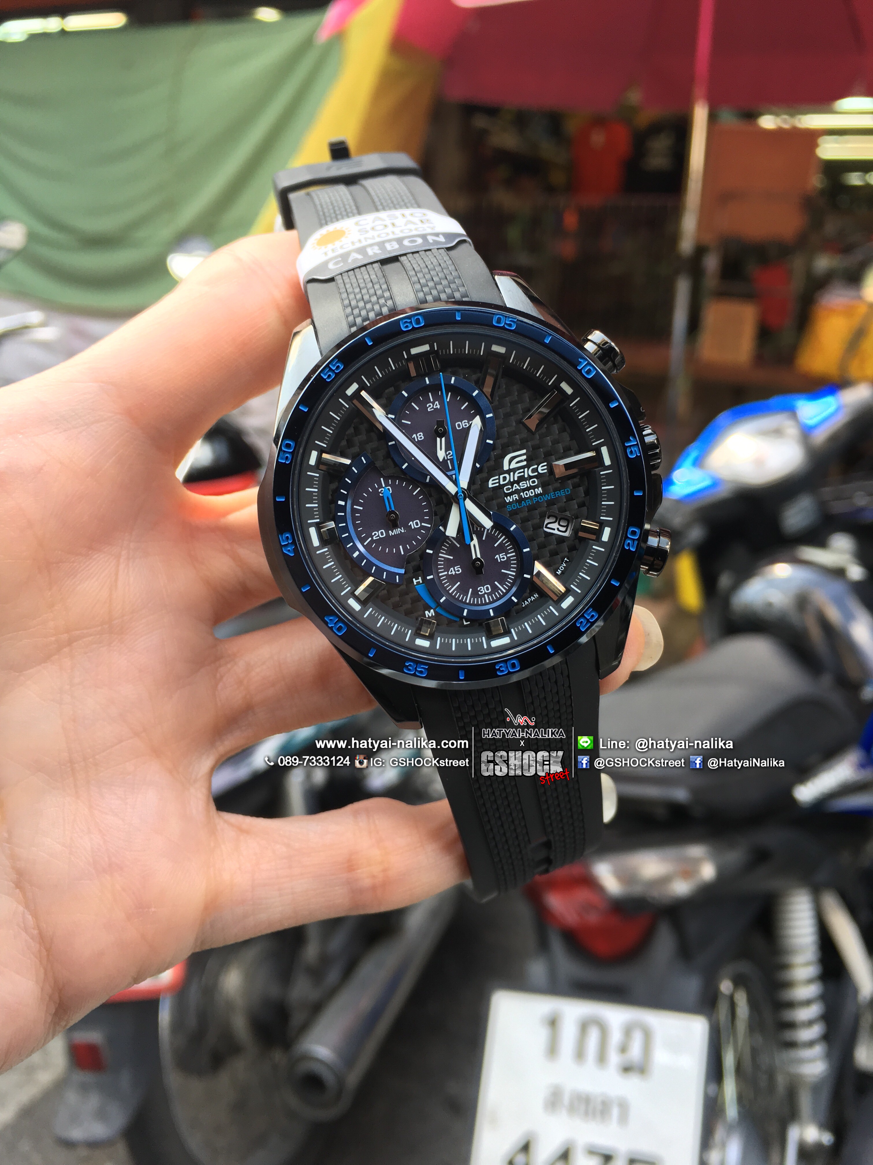 นาฬิกา Casio EDIFICE Solar-Powered CHRONOGRAPH รุ่น EQS-900PB-1BV ของแท้ รับประกัน 1 ปี