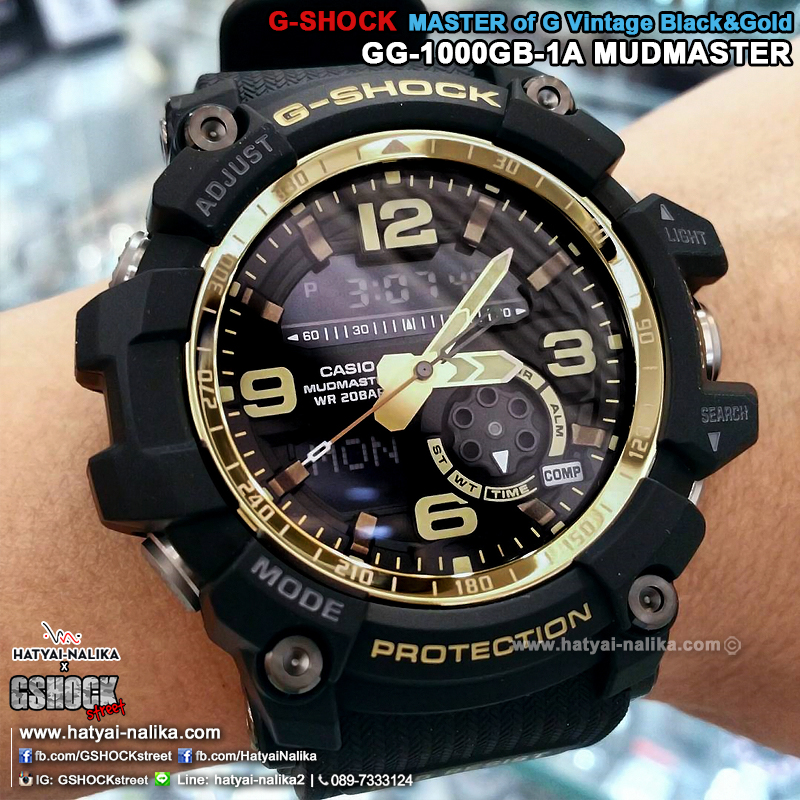 นาฬิกา Casio G-Shock MUDMASTER Twin Sensor Vintage Black&Gold series รุ่น GG-1000GB-1A ของแท้ รับประกัน1ปี