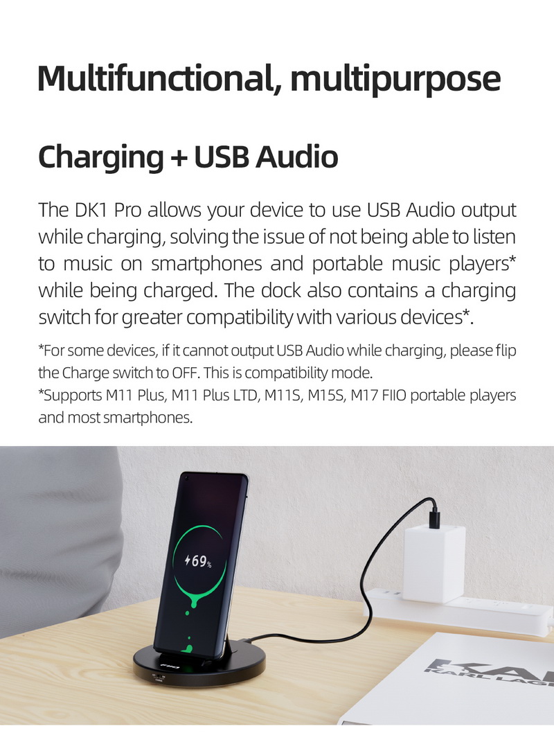 FiiO DK1 PRO Multifunction Dock สำหรับเครื่องเล่นเพลงพกพาหรือมือถือระบบ Android