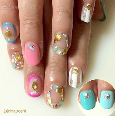 ลายเล็บ เปลือกหอย,shell nails,ลายเพ้นท์เล็บ เปลือกหอย