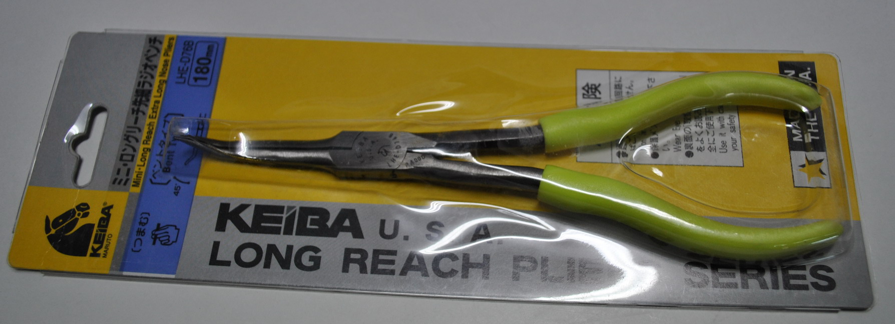 KEIBA คีมมินิ ด้ามยาว ปากแหลมงอ LHE-D76B 180mm.