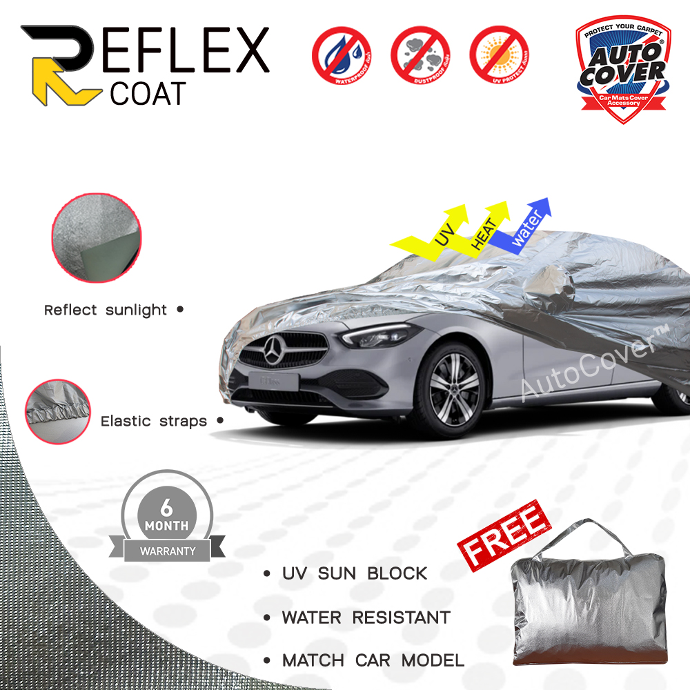ผ้าคลุมรถยนต์เข้ารูป รถ MERCEDES BENZ C Class รหัส W206 ปี 2022-2026 ผ้าคลุมกันแดด กันไอร้อน กันน้ำ รุ่น REFLEX COAT