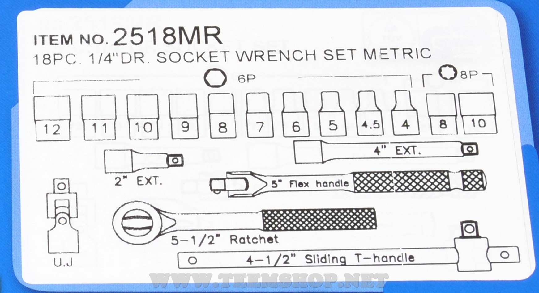 KINGTONY บล็อกชุด รู 1/4" 18 ตัวชุด NO.2518MR Made in Taiwan