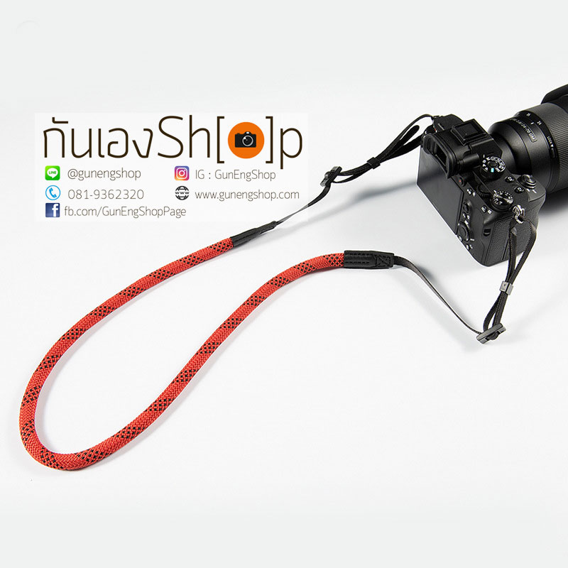 สายคล้องกล้องเชือกปีนเขา ปลายสายไนล่อน ลายริ้ว