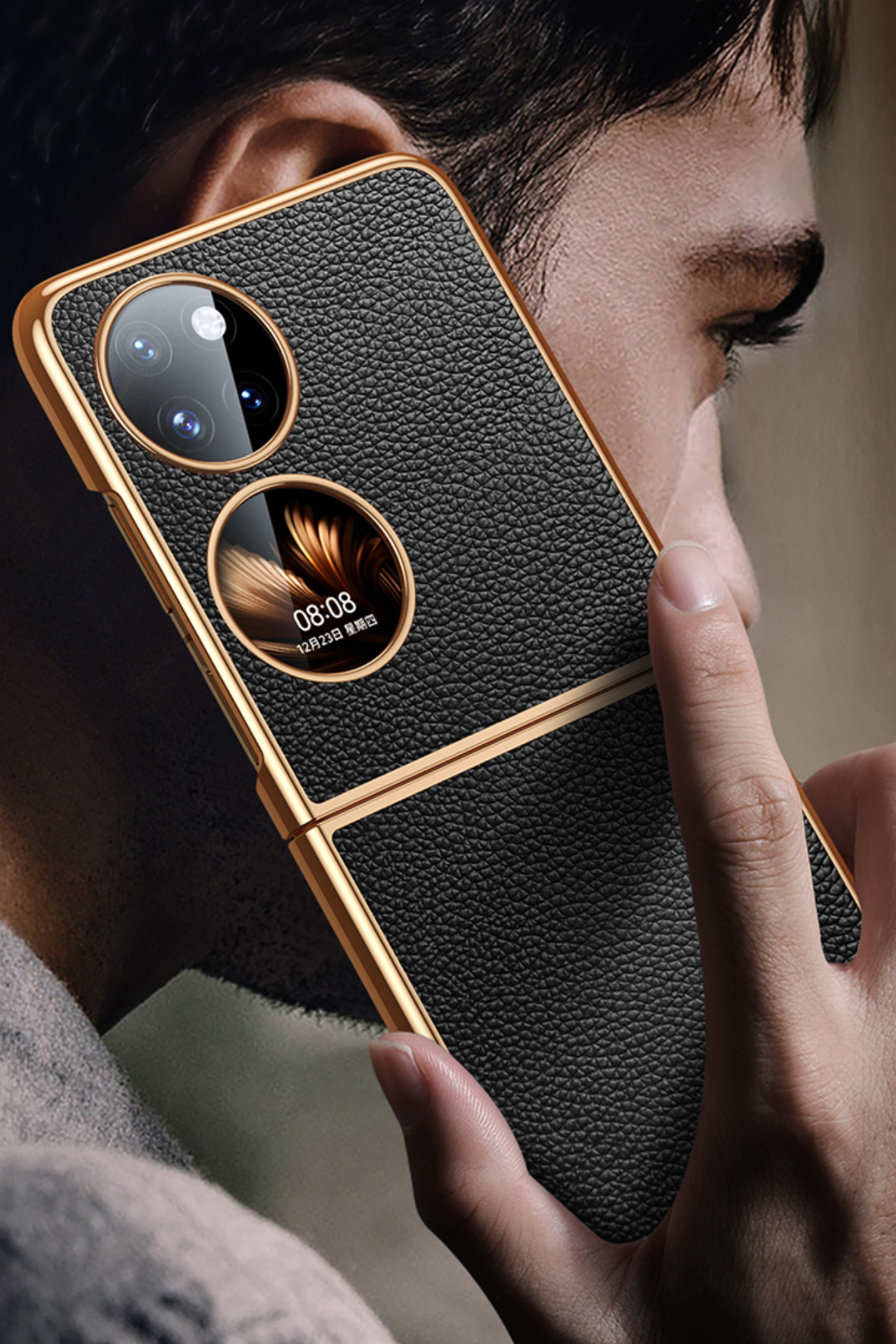 เคสหนังวัวแท้ Huawei P50 Pocket จาก Andmo [Pre-order]