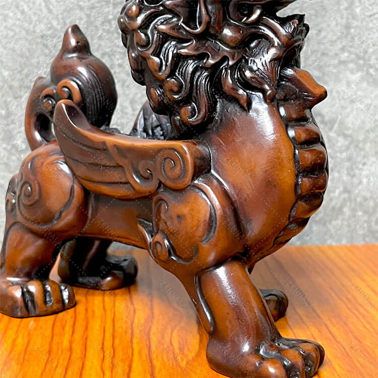 ปี่เซียะมงคล ขนาดเล็ก 1 คู่ เรซิ่น สีไม้เข้ม