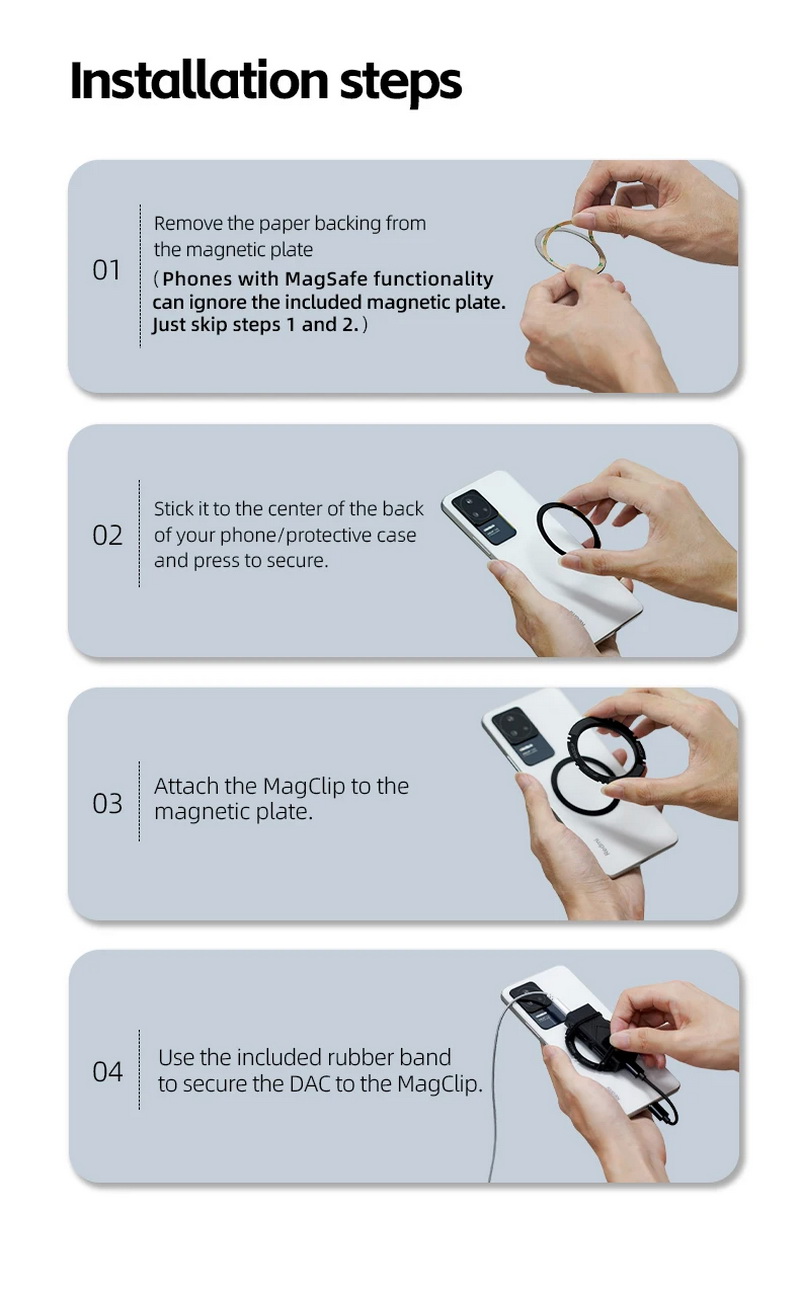 FiiO MagClip ชุดแม่เหล็กช่วยยึดหางหนู ออกแบบมาเป็นพิเศษสำหรับ iPhone ที่มีฟังก์ชัน MagSafe