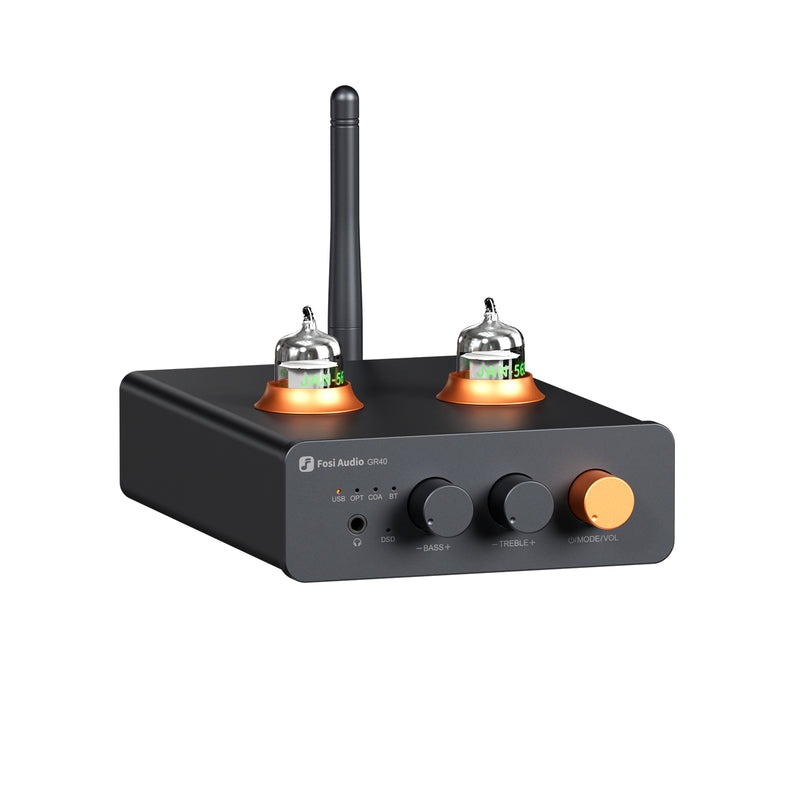 Fosi Audio GR40 Bluetooth DAC/AMP หลอดแก้วตั้งโต๊ะ ปรับเบส แหลมได้ ประกันศูนย์ไทย