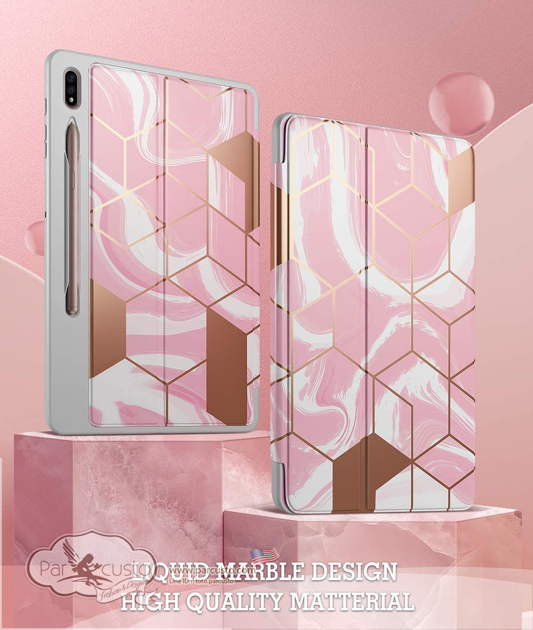 เคส Samsung Galaxy Tab S7 Plus 12.4 inch 2020 [Popshine Marble Series] จาก Poetic [Pre-order USA]