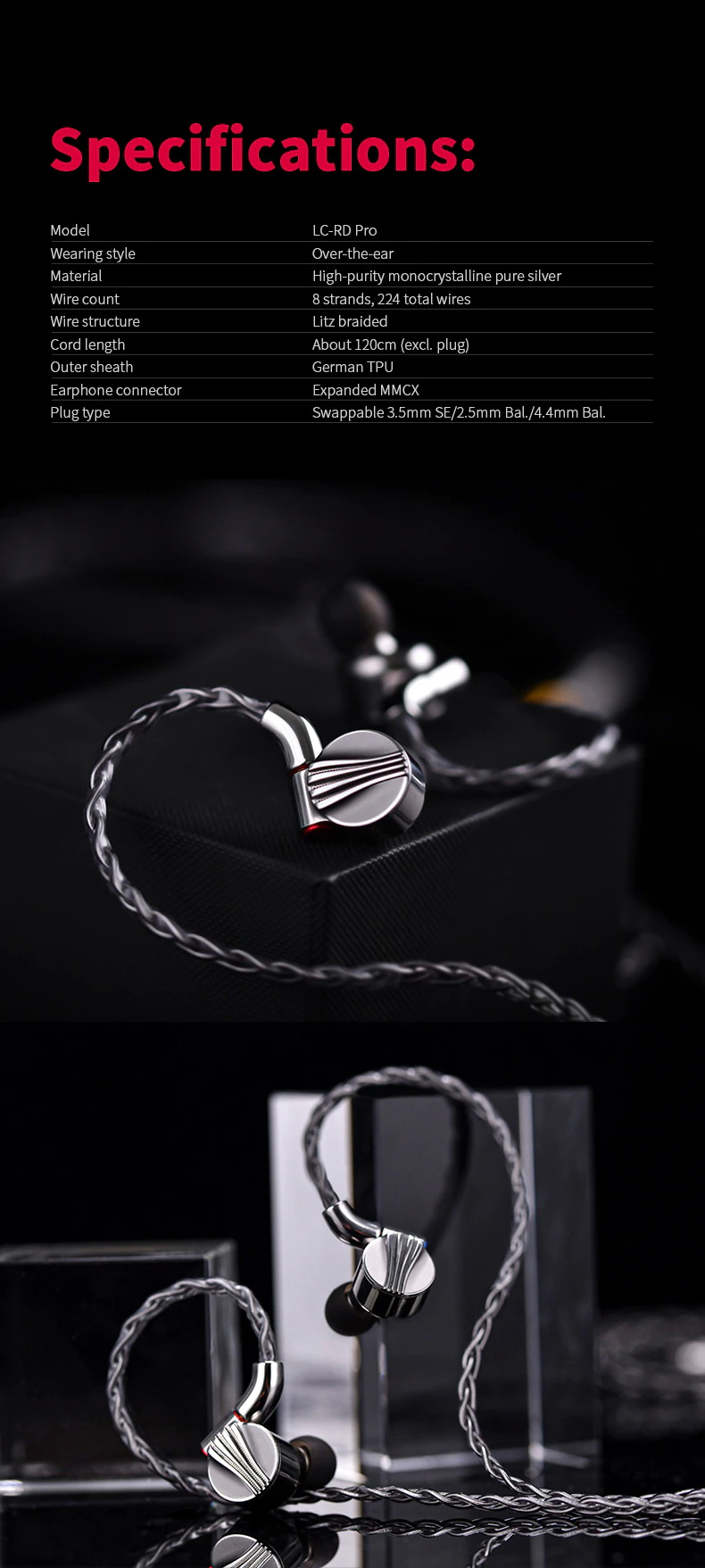 ขาย FiiO LC-RD Pro สายอัพเกรดหูฟังทำจากเงินล้วน Pure Silver ถักแบบ Litz