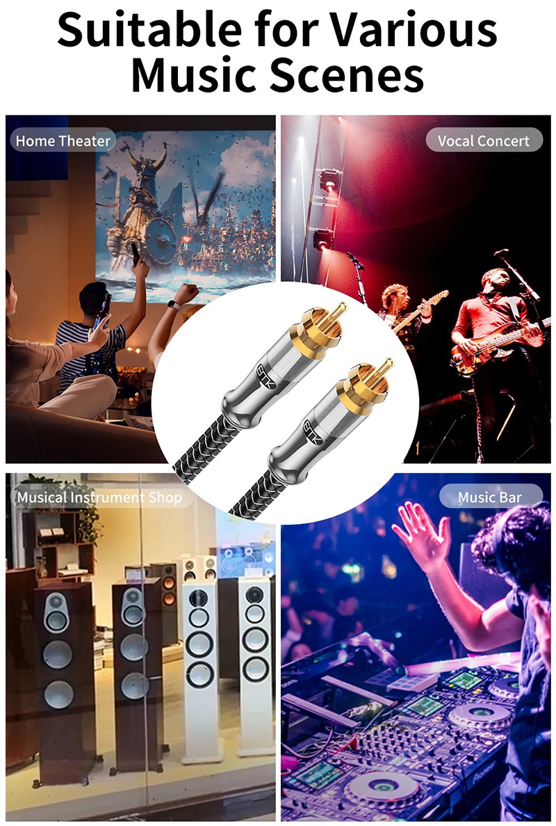 ERTK SilverCoaxial สายสัญญาณ SPDIF , RCA สำหรับ ลำโพง แอมป์ DVD CD เครื่องเสียง คุณภาพสูง