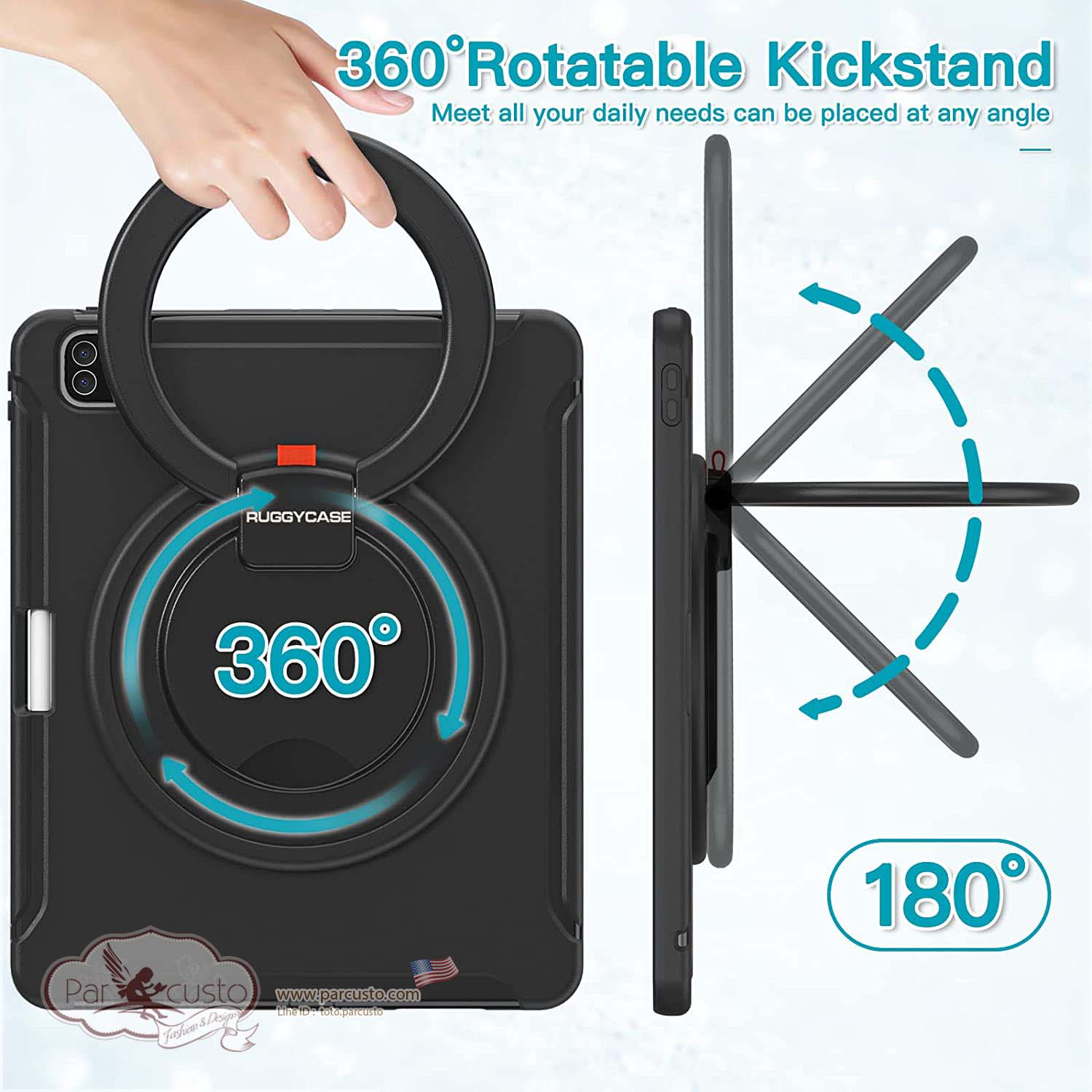 เคสกันกระแทก Apple iPad Pro 12.9 inch 5th 2021 [360 Degrees Rotation Stand]จาก RUGGYCASE [Preorder USA]