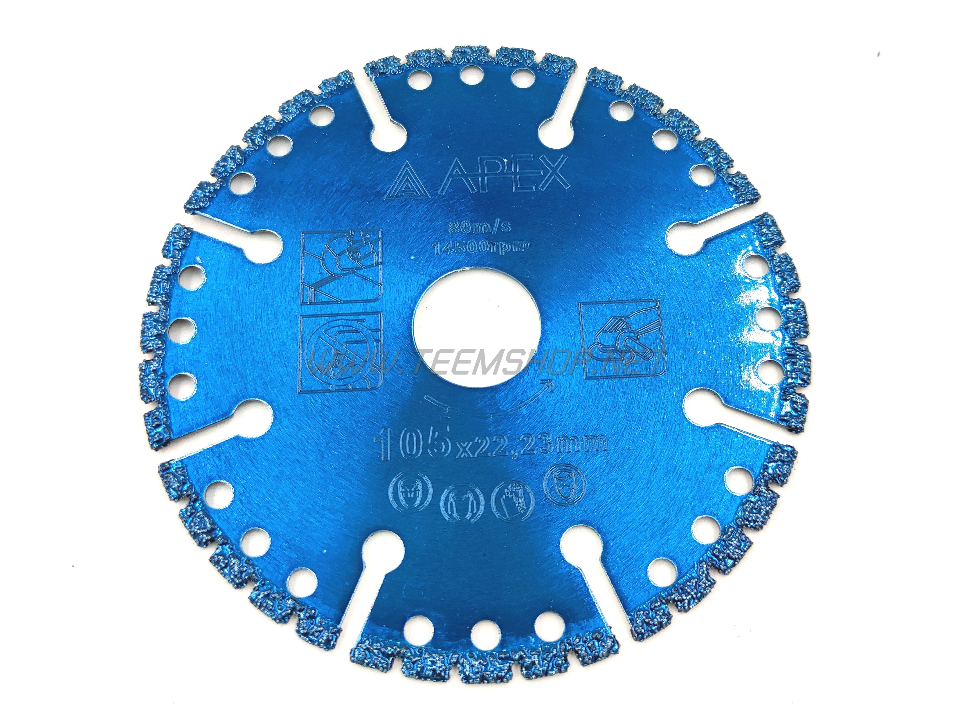 APEX ใบเพชรเกร็ด ตัดสารพัด น้ำเงิน AS-VB105 4" 105mm.