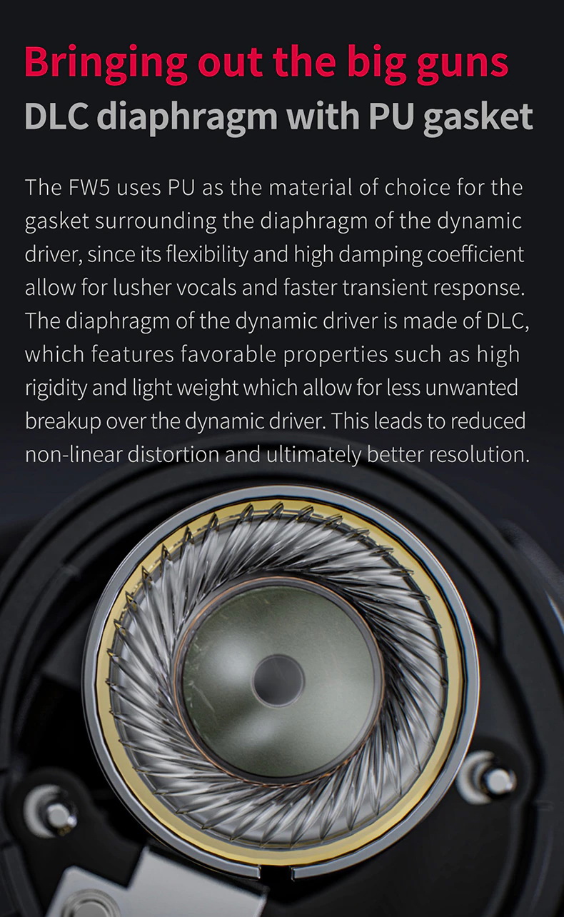 FiiO FW5 หูฟัง TWS หูฟัง 3 ไดรเวอร์ 2BA+1DD ประกันศูนย์ไทย