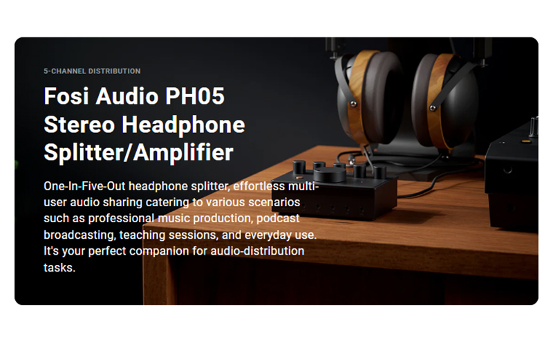 Fosi PH05 ตัวแยกสัญญาณ 3.5 มม. AUX ออกหูฟังได้ถึง 5 ตัว ประสิทธิภาพสูง ประกันศูนย์ไทย