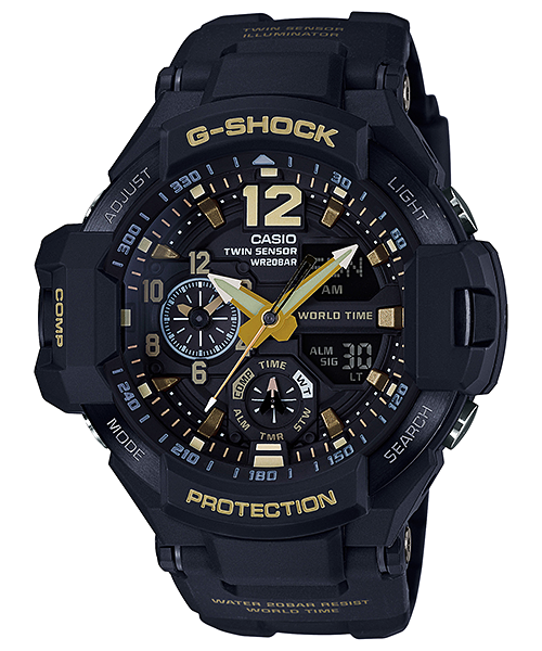นาฬิกา Casio G-Shock นักบิน GRAVITYMASTER Vintage Black&Gold series รุ่น GA-1100GB-1A ของแท้ รับประกัน1ปี