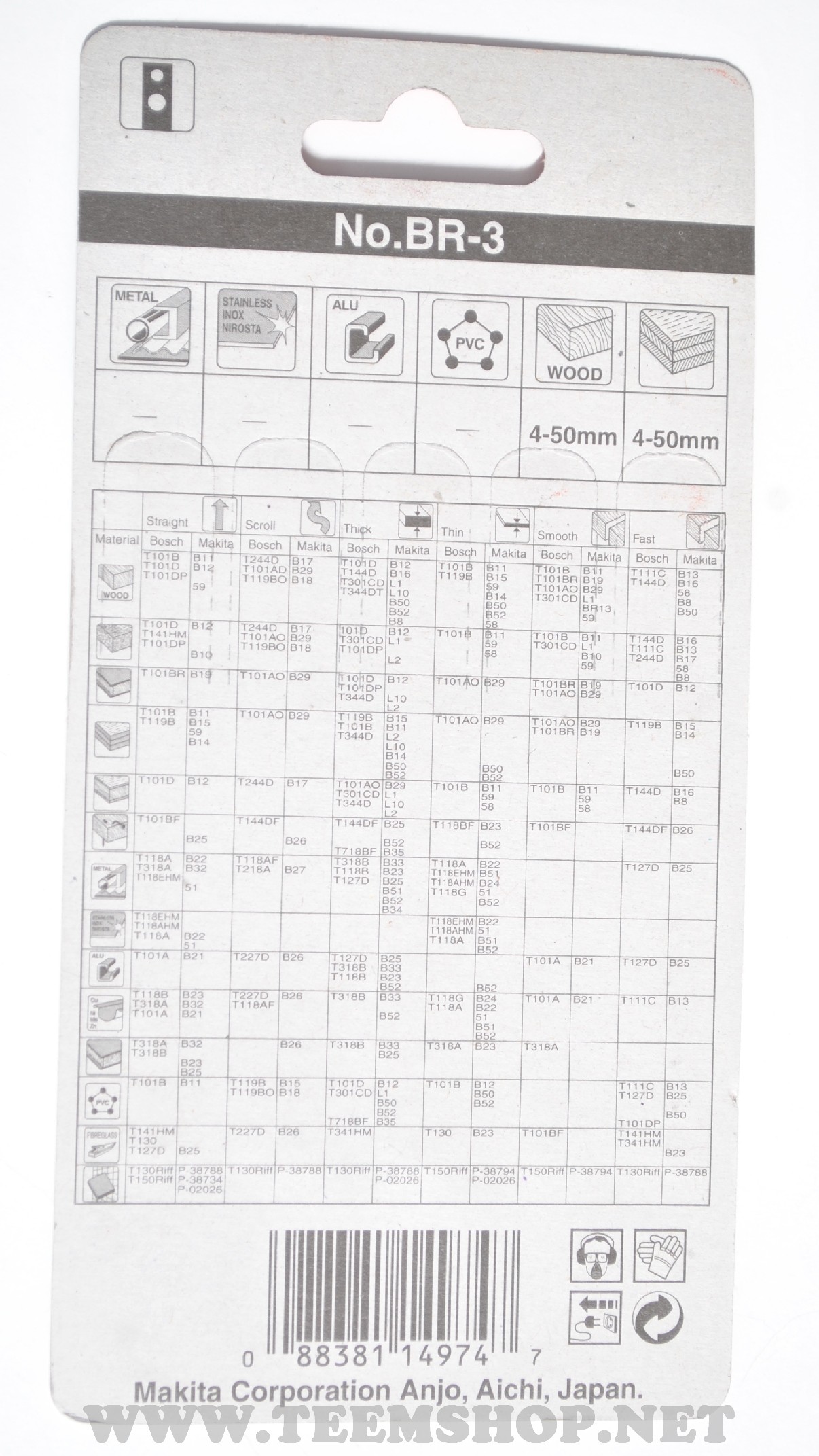 MAKITA ใบเลื่อยจิ๊กซอว์ BR-3(5ใบ/1PACK) A-85896