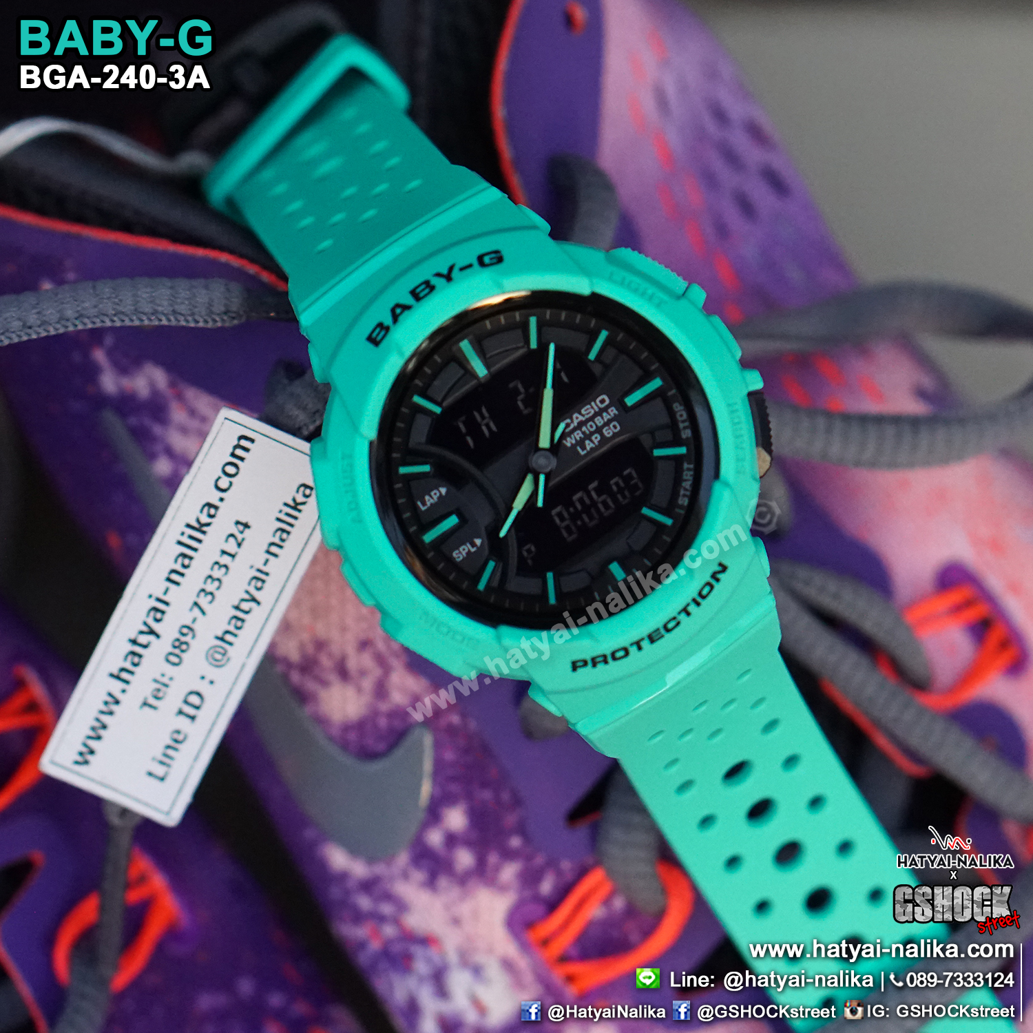 นาฬิกา Casio Baby-G for Running BGA-240 Neon Color series รุ่น BGA-240-3A ของแท้ รับประกัน1ปี