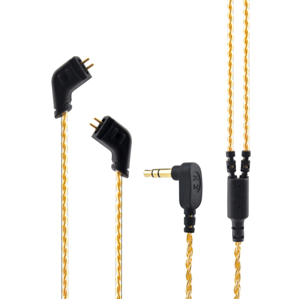 ขาย สายหูฟังชุบเงินถักสำหรับ KZ ZST / ED12 สีทอง