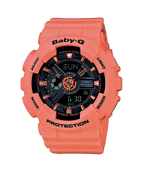 นาฬิกา คาสิโอ Casio Baby-G Girls' Generation Street Neon Duo Color series รุ่น BA-111-4A2 สีแซลมอน salmon