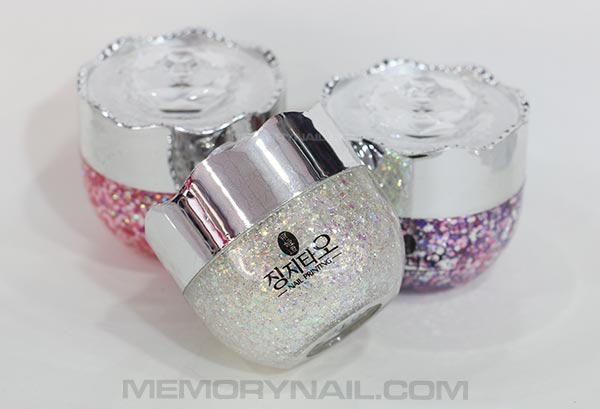สีเจลทาเล็บ แบบกระปุก(เกาหลี) สีเจลกากเพชรเข้มข้น เจลกากเพชร ใช้ทาได้ ต่อได้ ถอดได้ UV/LED 35วัตขึ้นไป