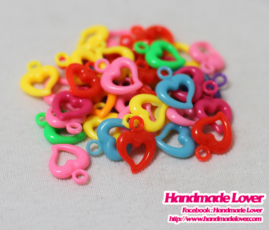 ลูกปัดรูปหัวใจ ขนาด 15*15 MM. [Pack 50 ชิ้น] คละสี