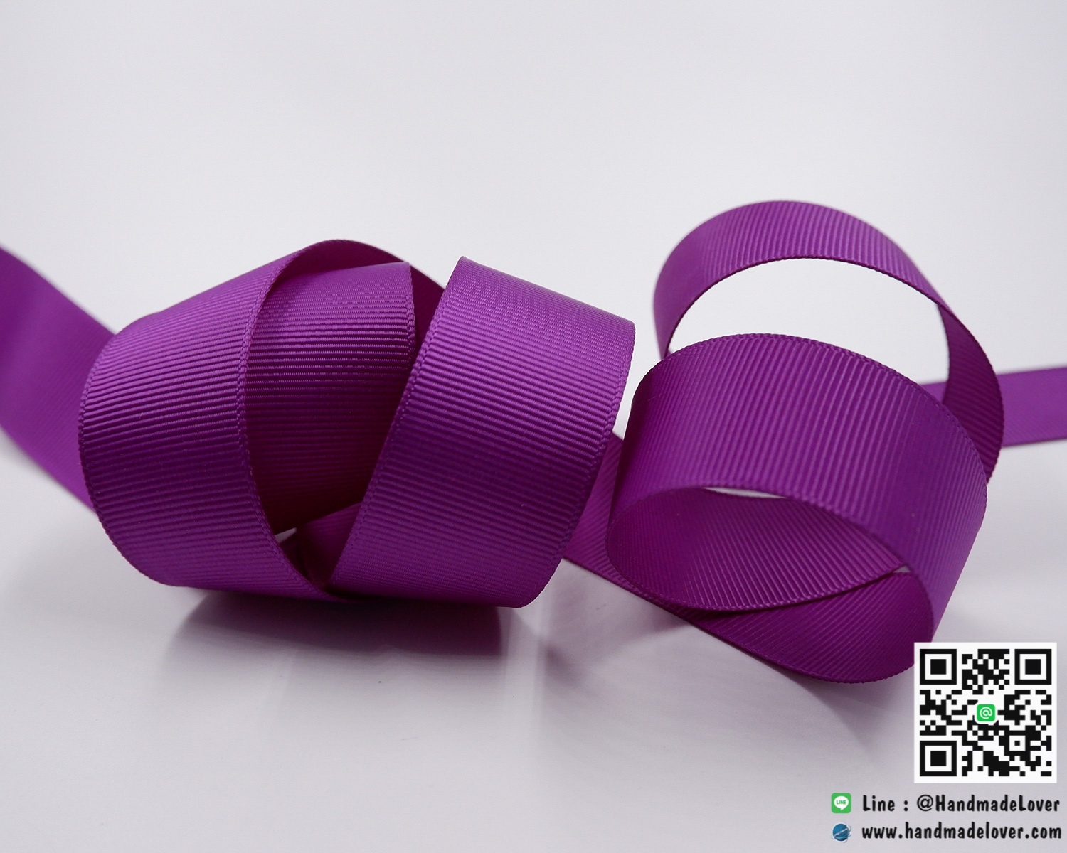 ริบบิ้นผ้า กรอสเกรน สีม่วงเข้ม [สีพื้น]