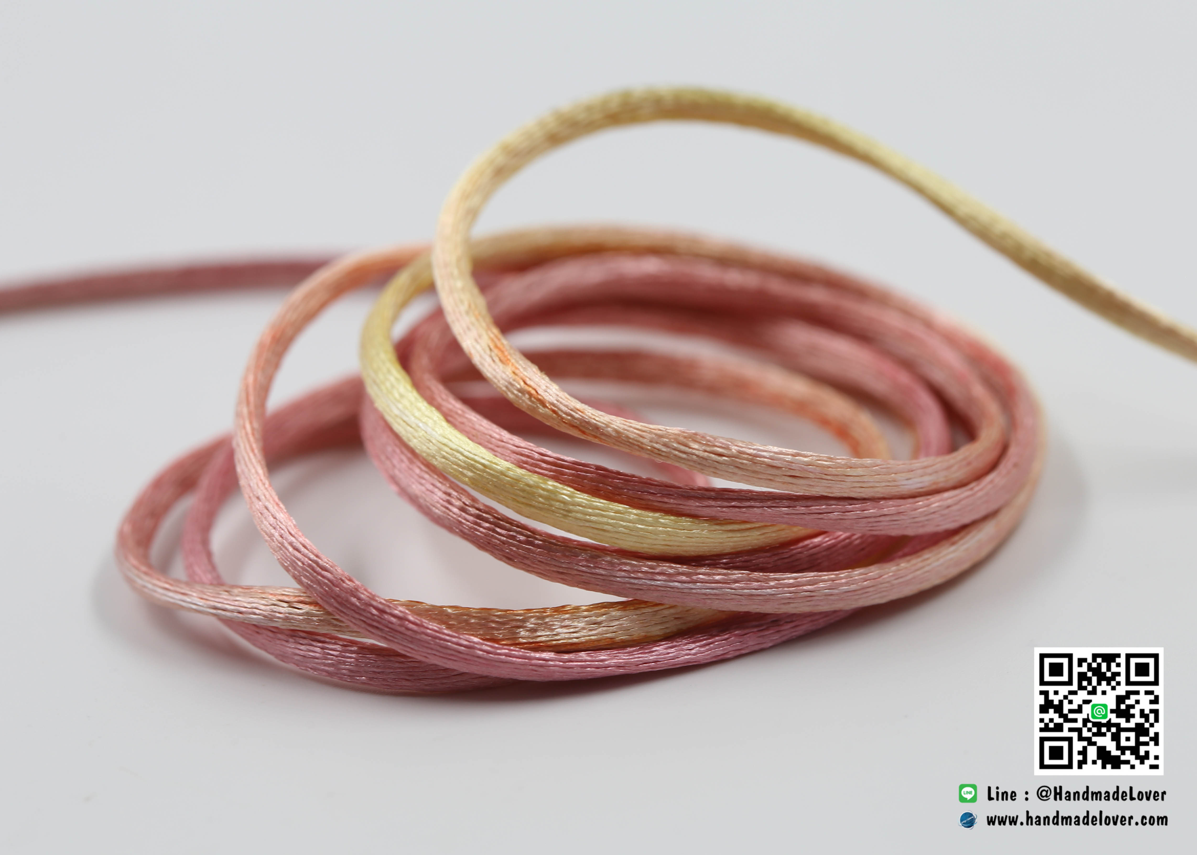 เชือกหางหนู สีรุ้งโทนชมพู พาสเทล [17] ขนาด 2 มิล [อย่างดี เนื้อนุ่ม]