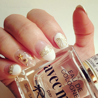 ลายเล็บ เปลือกหอย,shell nails,ลายเพ้นท์เล็บ เปลือกหอย