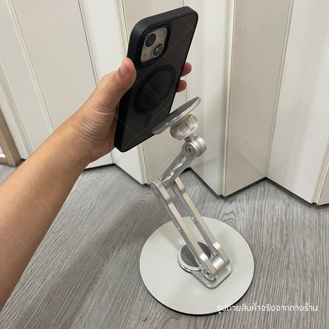 ขาตั้งโทรศัพท์แม่เหล็ก 360 องศา รุ่น 3 พับ สีเงิน