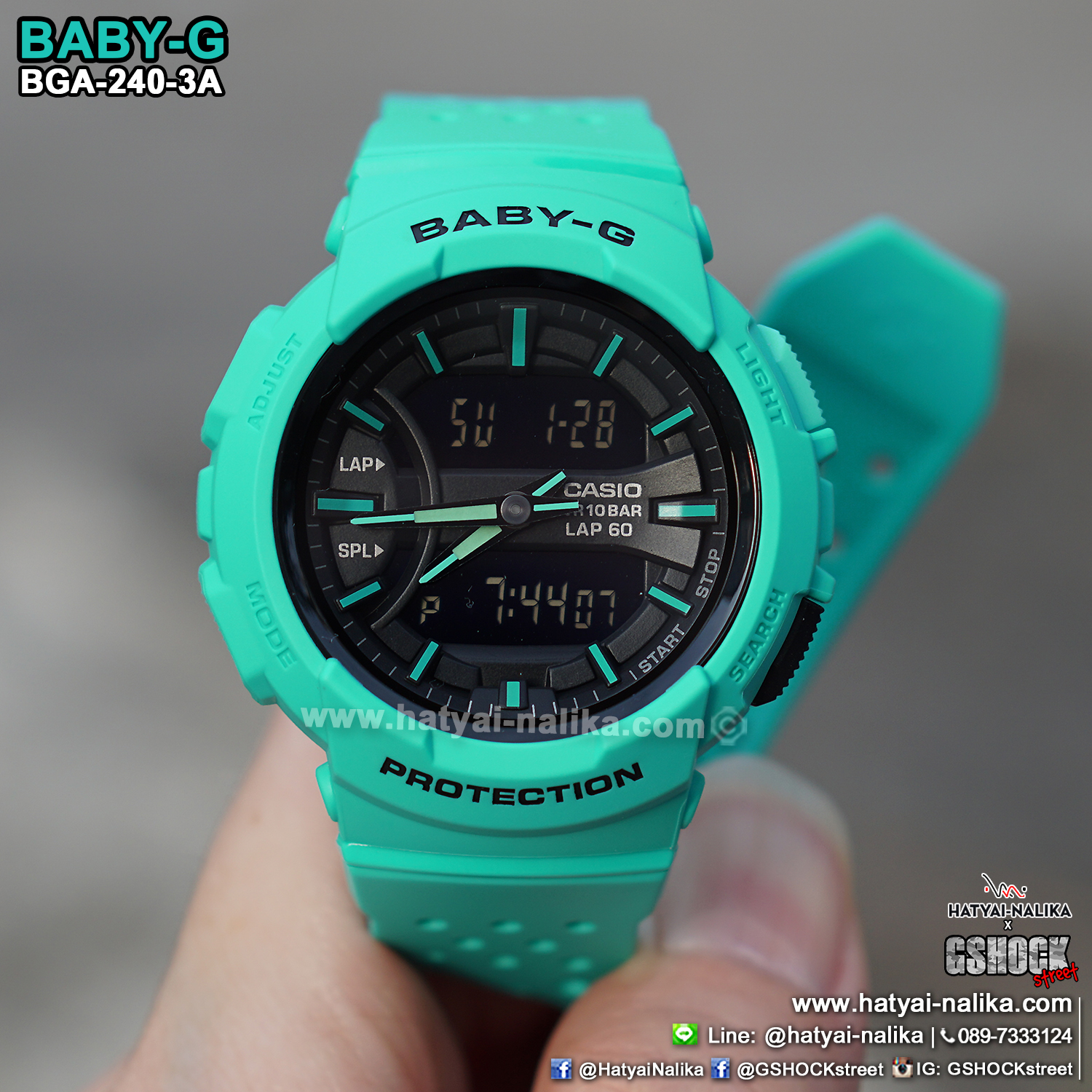 นาฬิกา Casio Baby-G for Running BGA-240 Neon Color series รุ่น BGA-240-3A ของแท้ รับประกัน1ปี