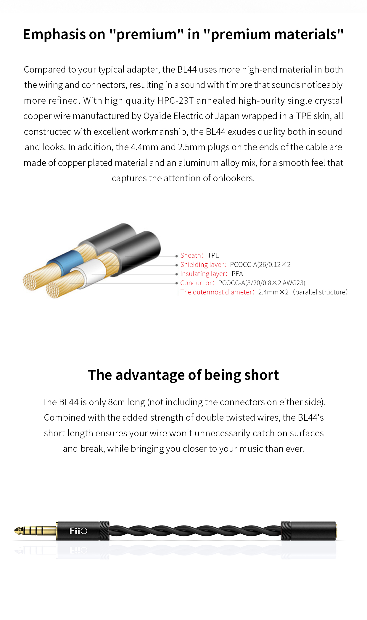 ขาย FiiO BL44 สายแปลง Balanced 2.5mm เป็น 4.4mm