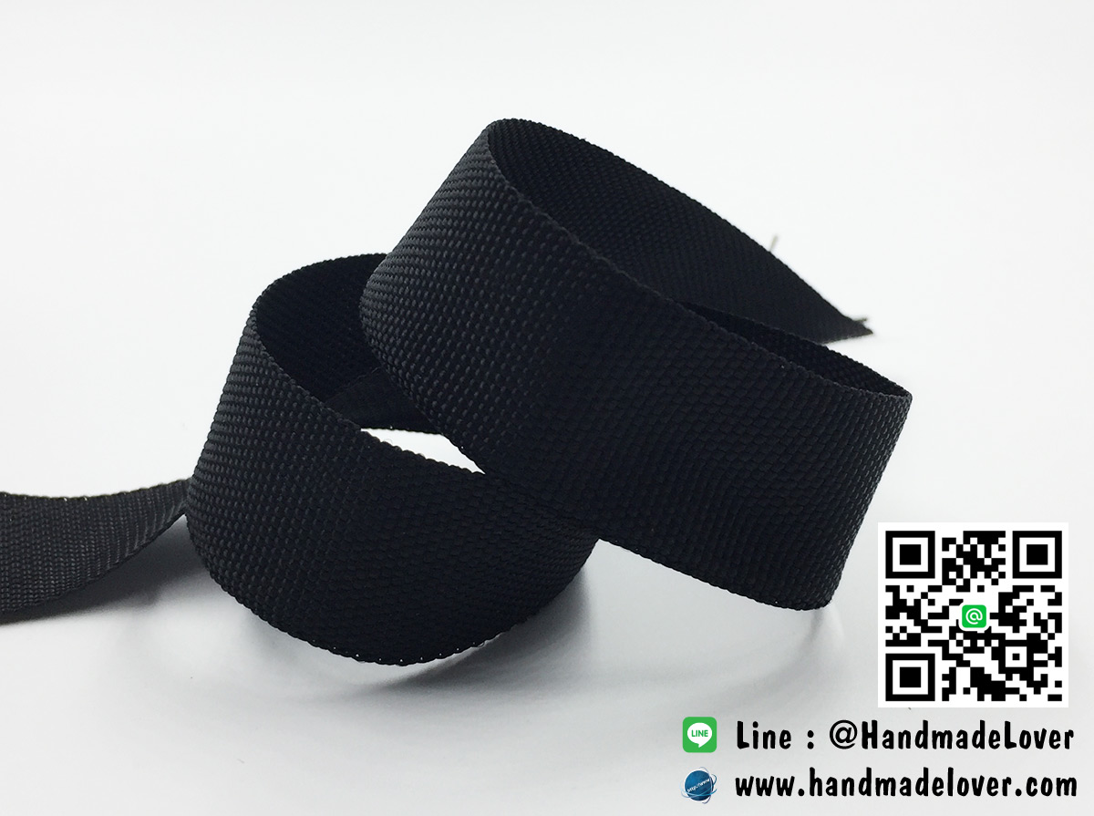 ริบบิ้นผ้าคอตตอน สีดำ ขนาด 22 มิล [ม้วน 50 หลา][สินค้าหมวดไว้ทุกข์]