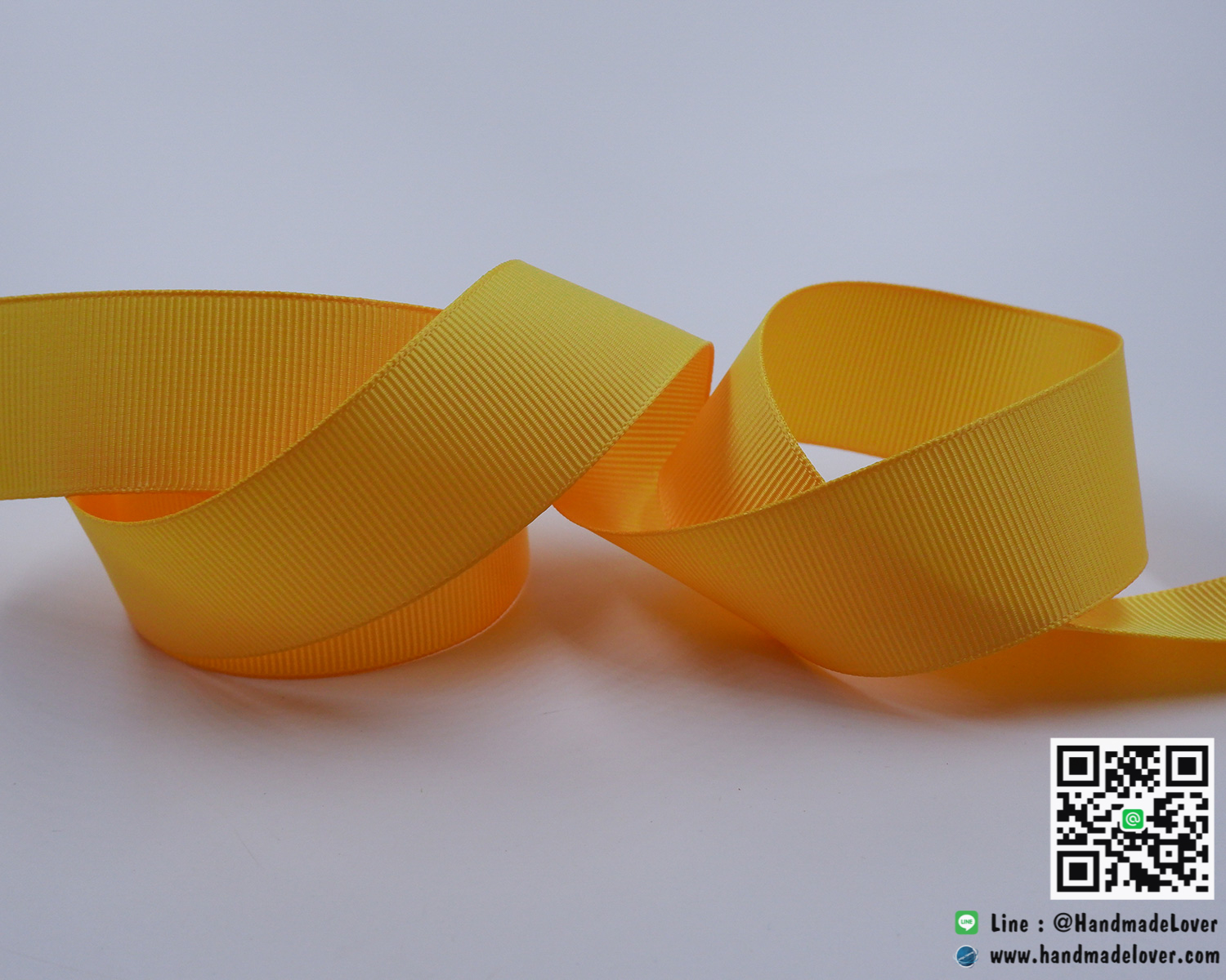 ริบบิ้นผ้า กรอสเกรน สีเหลืองส้ม ขนาด 25 mm. [สีพื้น]