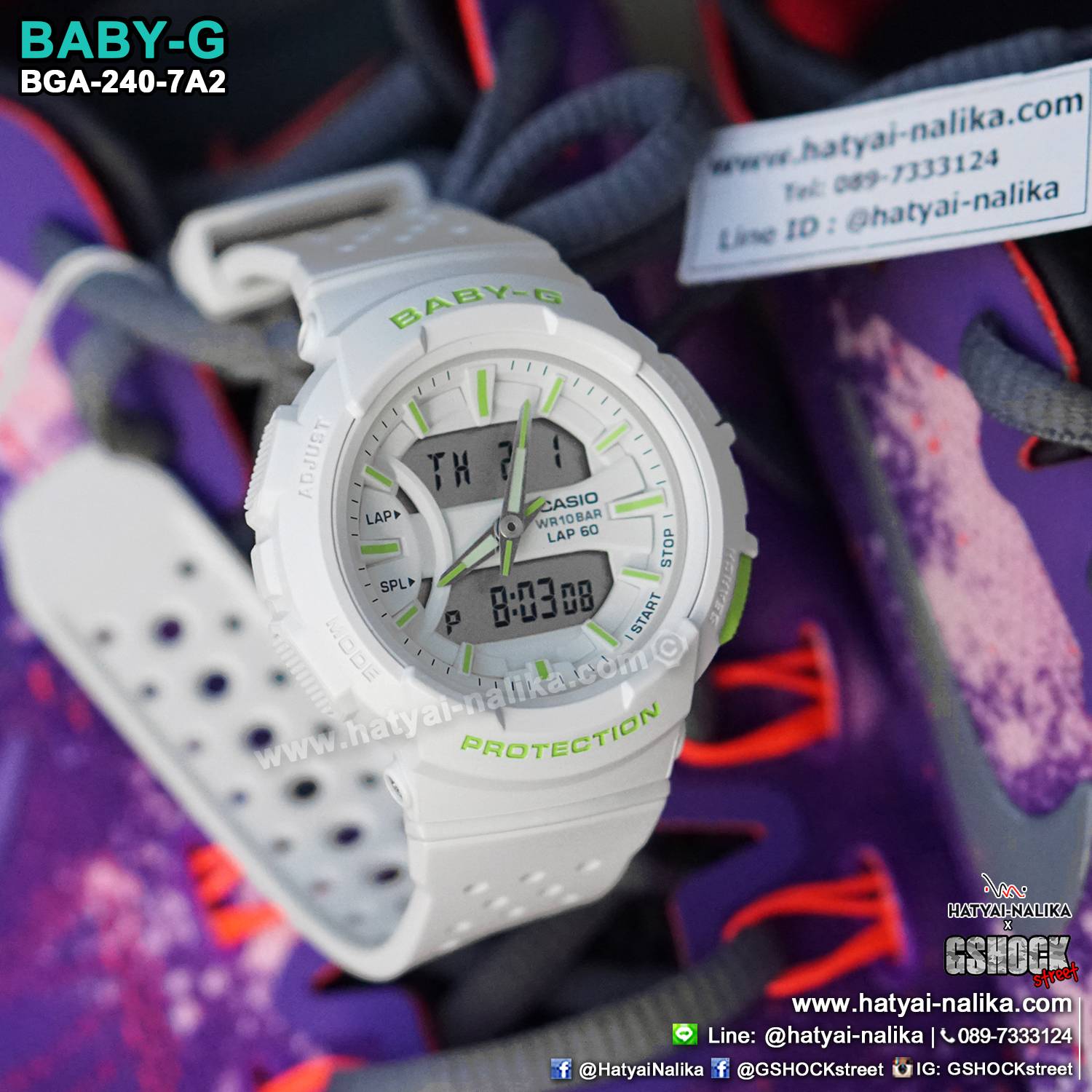 นาฬิกา Casio Baby-G for Running BGA-240 Neon Color series รุ่น BGA-240-7A2 ของแท้ รับประกัน1ปี