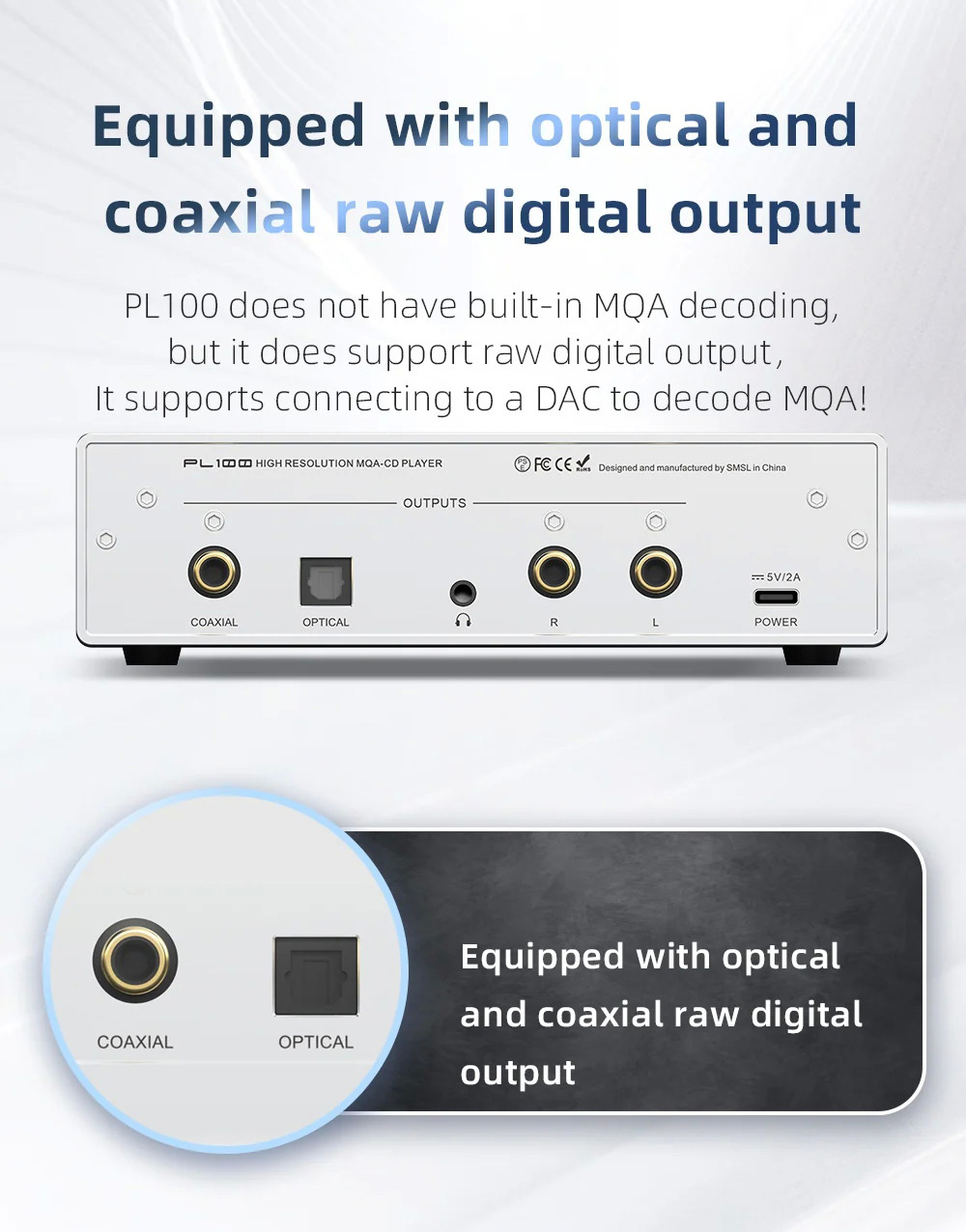 [PreOrder] SMSL PL100 เครื่องเล่น CD ชิป DAC Cirrus Logic CS43131 ประกันศูนย์ไทย