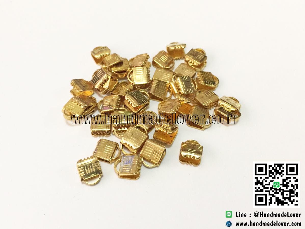 (Sale) บานหนีบปลายเชือก สีทอง ขนาด 6 mm. [แพ็ค 20 ชิ้น] ตามสภาพ