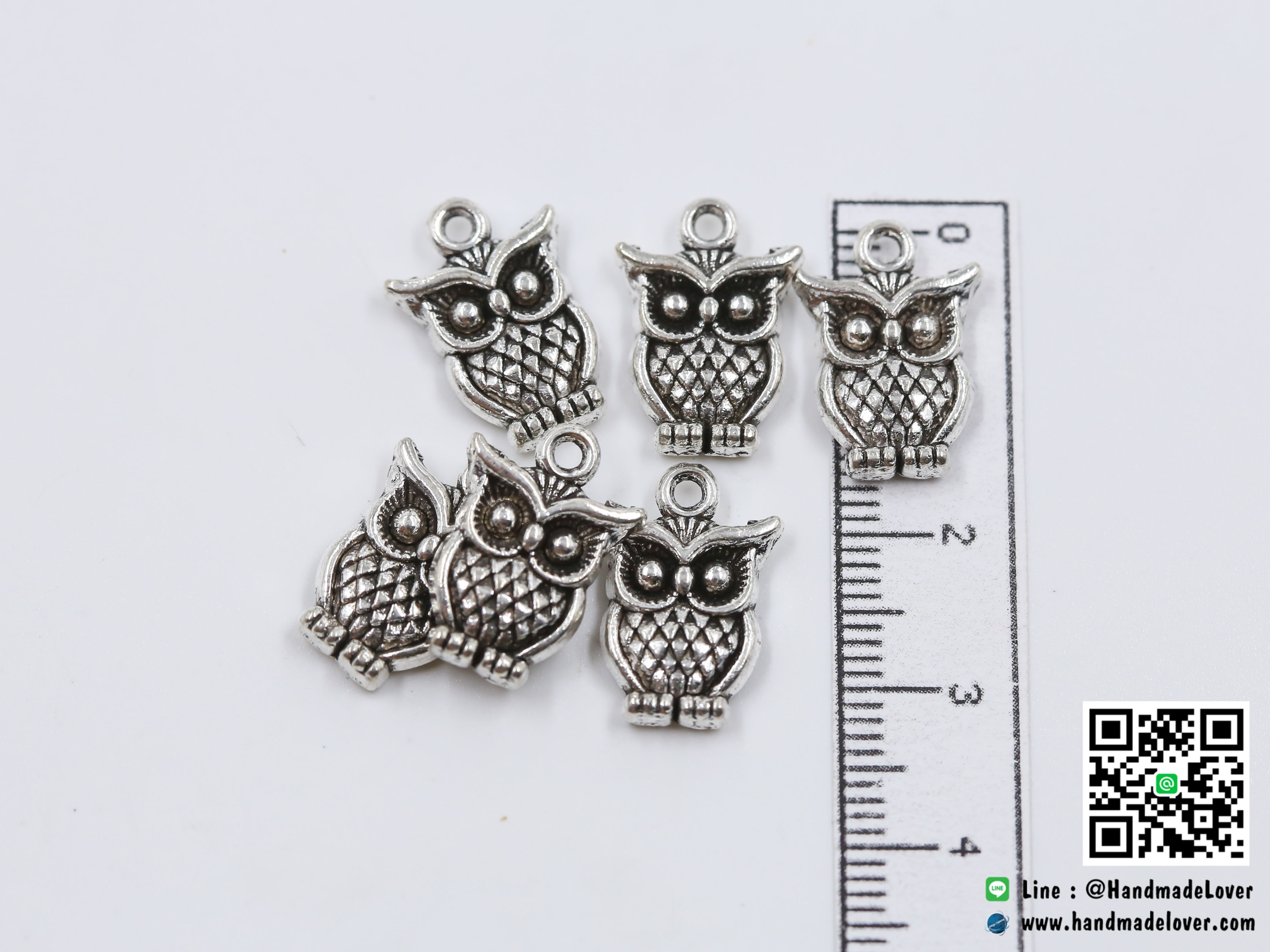 จี้,ตัวห้อยซิป สีเงิน รูปนกฮูก