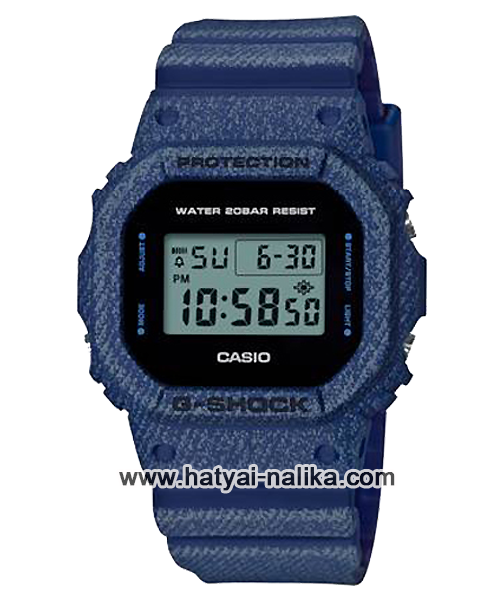 นาฬิกา Casio G-Shock ลายยีนส์ Limited DW-5600DE Denim Fabric Elements series รุ่น DW-5600DE-2 (สี Navy Blue Jean) ของแท้ รับประกัน1ปี