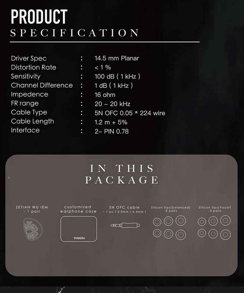 Tangzu ZeTian WU หูฟัง IEMs ไดรเวอร์ PLANAR 14.5 mm ประกันศูนย์ไทย
