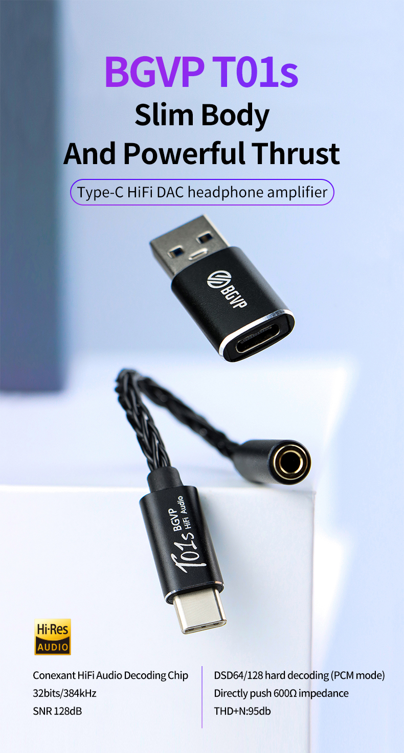 ขาย BGVP T01S DAC หางหนูระดับเทพ รองรับ Hi-Res, PCM 32Bit/384kHz