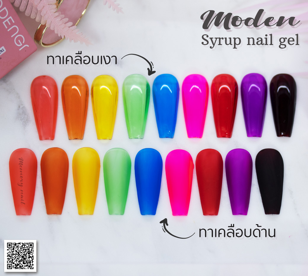 สีเจลไซรัป Modangni ชุด 9 สี ขวดขนาด 15 ml สีสด สีแรง แยงตา!! แถมกรอบรูป 1ชุด / สีเจลทาเล็บ อุปกรณ์ทำเล็บ