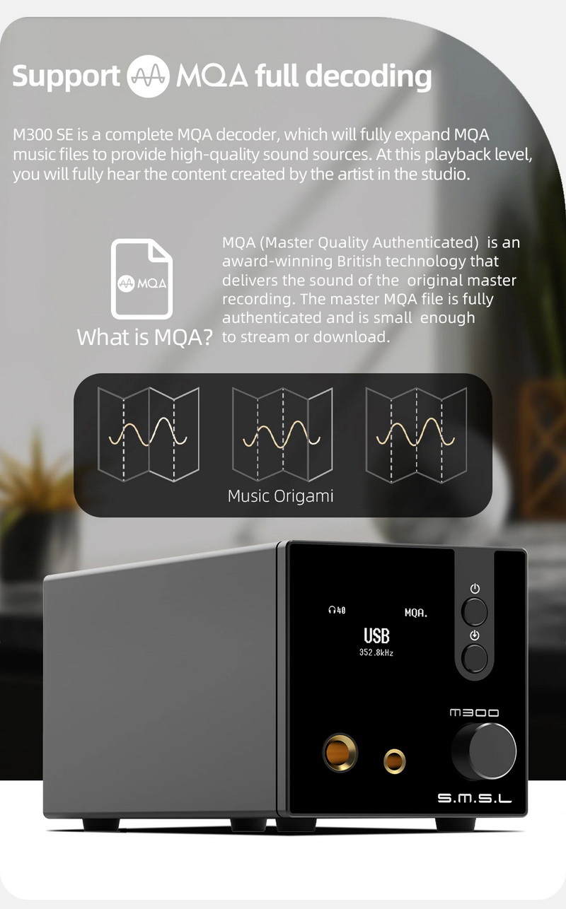 ขาย SMSL M300 SE DAC/AMP ตั้งโต๊ะ ชิป CS43131*2 รองรับ MQA, Bluetooth5.0 ประกันศูนย์ไทย