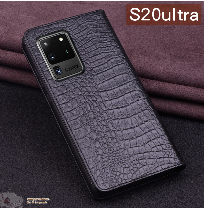 เคสหนังวัวแท้ ลายหนังจระเข้ Samsung Galaxy S20 ultra จาก Wobiloo [Pre-order]