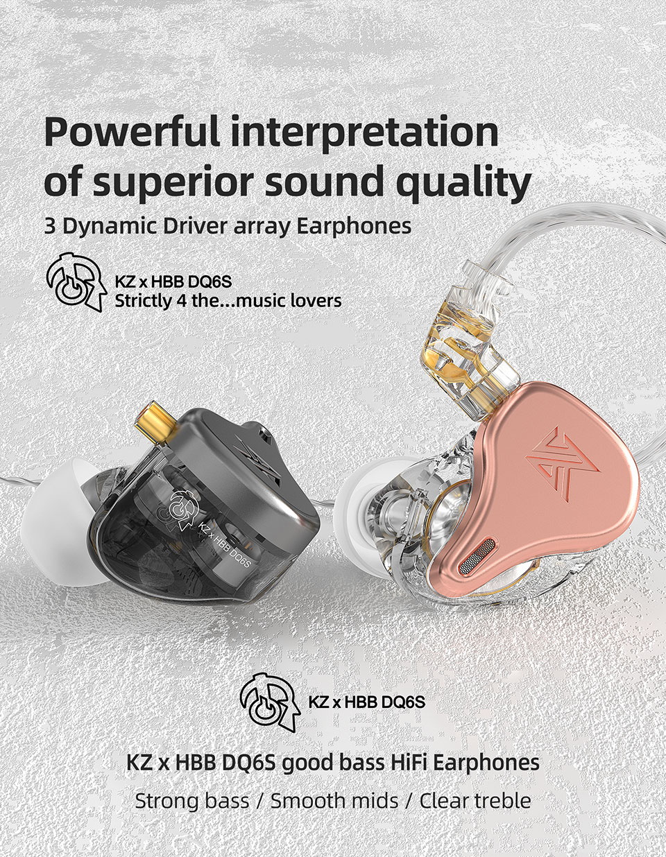 KZ DQ6S หูฟัง 3 ไดรเวอร์ 3DD แบบ Array คุณภาพเสียงที่เหนือกว่าเดิม