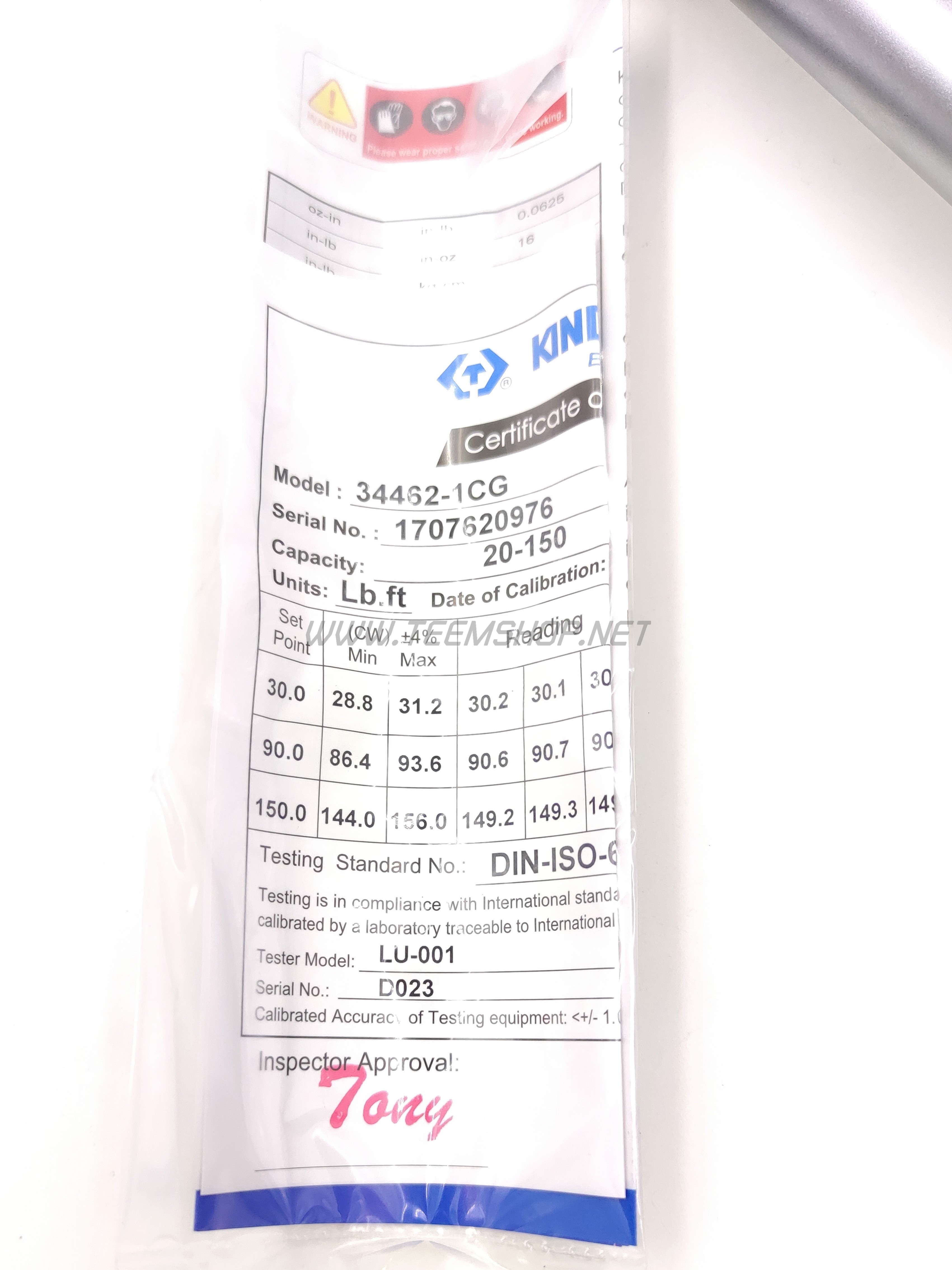 KINGTONY ประแจปอนด์ 20-150 ft-lb NO.34462-1CG Made in Taiwan