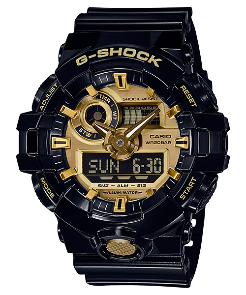 นาฬิกา คาสิโอ Casio G-Shock Standard ANALOG-DIGITAL รุ่น GA-710GB-1A (สีดำทอง) ของแท้ รับประกัน 1 ปี
