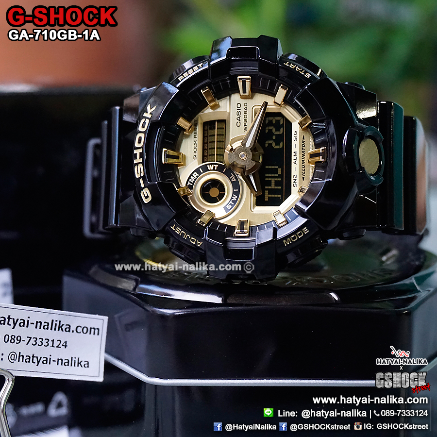 นาฬิกา คาสิโอ Casio G-Shock Standard ANALOG-DIGITAL รุ่น GA-710GB-1A (สีดำทอง) ของแท้ รับประกัน 1 ปี
