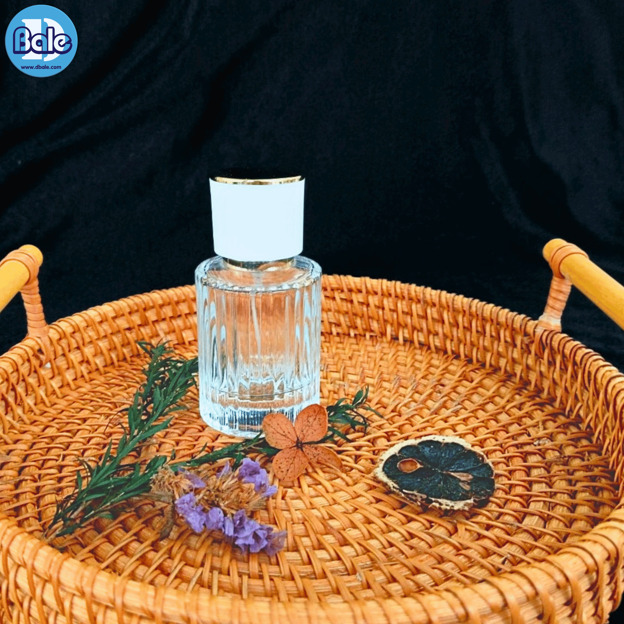 jpf266 30ml. ขวดน้ำหอม สีขวดใสฝาขาวคาดทอง