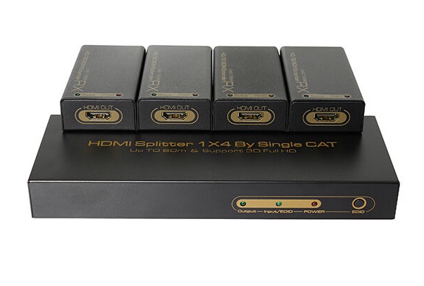 1x4 HDMI Splitter, Extender CAT 5E/6 up to 60M, 3d, 1080p supported
